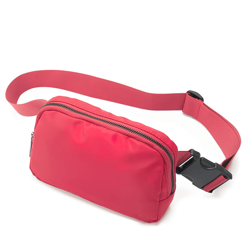 Fashion sports multi-function waist bag for running in vibrant red color with adjustable belt strap and secure zipper pocket - SF1511.